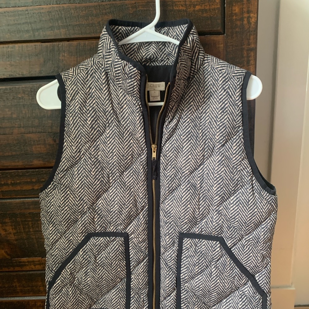 J. Crew Black and White Herringbone Vest